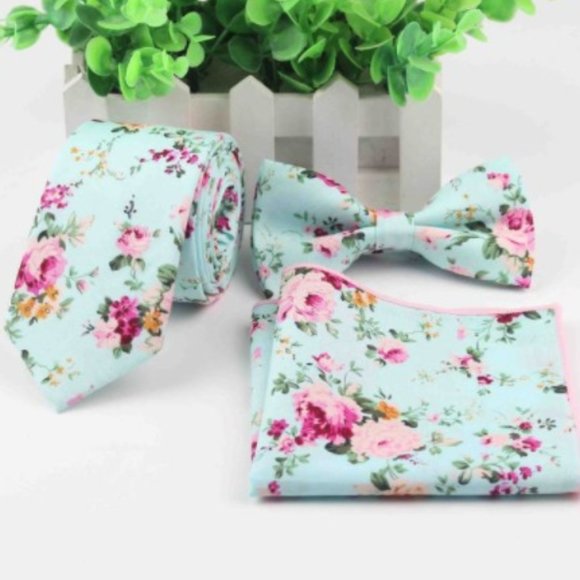 LiveChicStyle Other - Men's Mint Floral Tie Set. Great gift for your dad. Retail $75